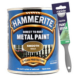 Hammerite Smooth Gold Paint 750ml With 1" Paint Brush Tin Paint