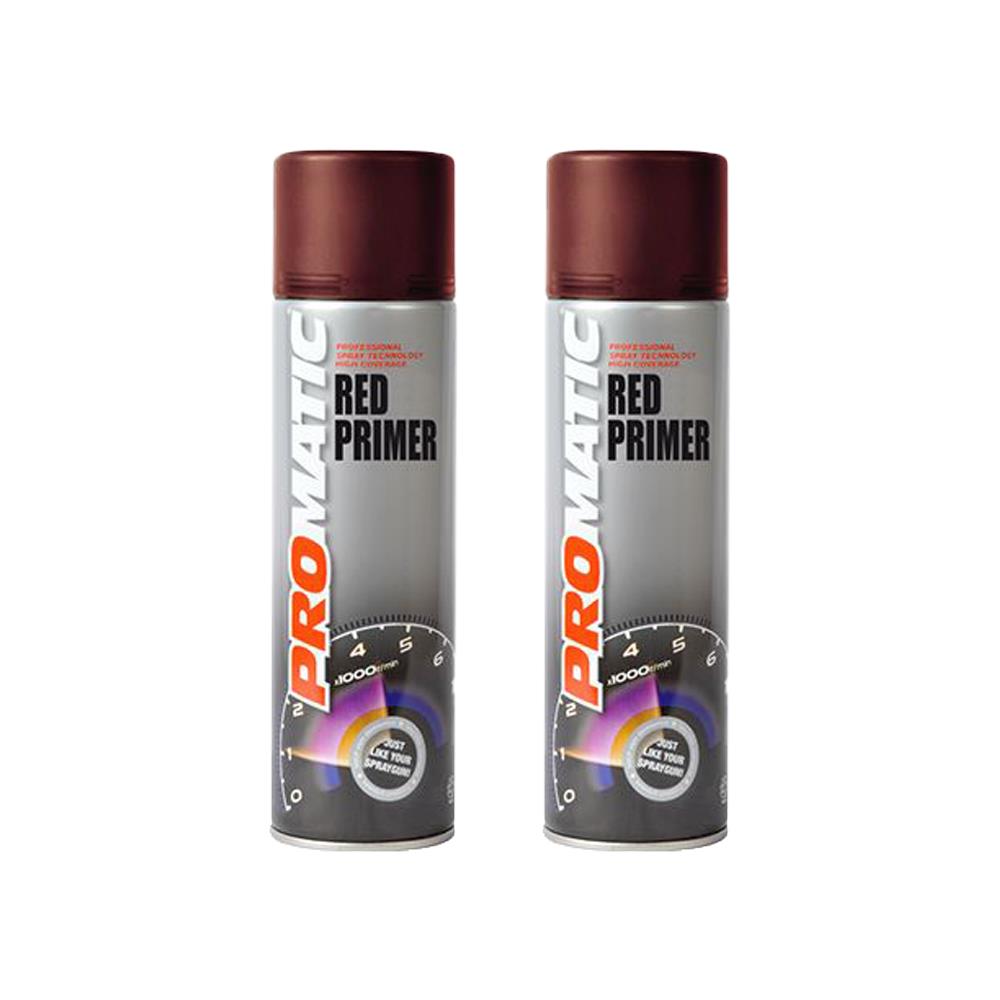2X Promatic Red Primer Spray 500ml Spray Paint