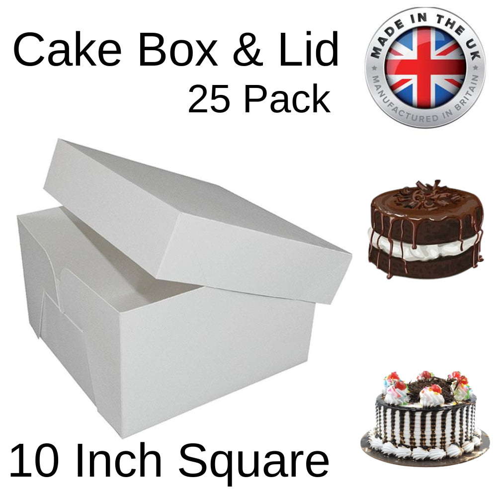 25X Cake Box 10"(10" Lid & 10" Base) Cake Box