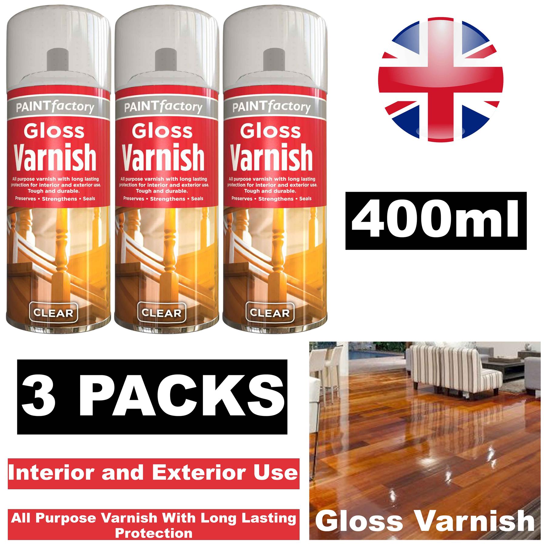 3X Paint Factory Clear Gloss Varnish Spray 400ml Spray Paint