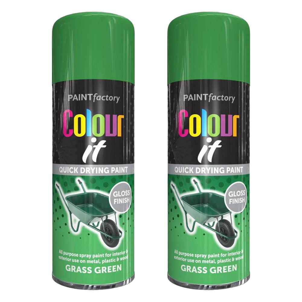 2X Grass Green Gloss Spray Paint 250ml Spray Paint