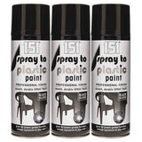 3X 151 Spray To Plastic Paint Black Gloss 400ml Spray Paint