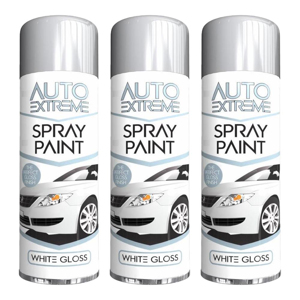 3X Auto Extreme White Gloss Spray Paint 250ml Spray Paint