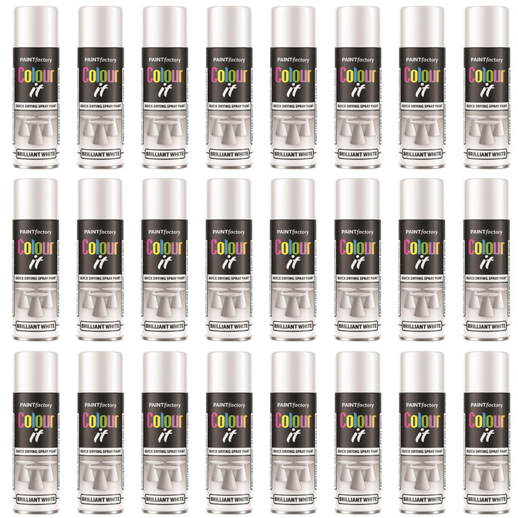 24X - Paint Factory White Gloss Spray Paint 250ml
