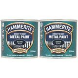 2X Hammerite Satin Black Paint 250ml Tin Paint