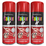 3X Paint Factory Cherry Red Gloss Spray Paint 400ml Spray Paint