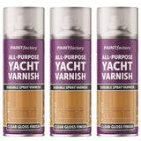 3X Paint Factory Clear Yacht Varnish Spray 400ml