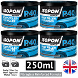 4X Isopon P40 Body Filler 250ml Body Filler