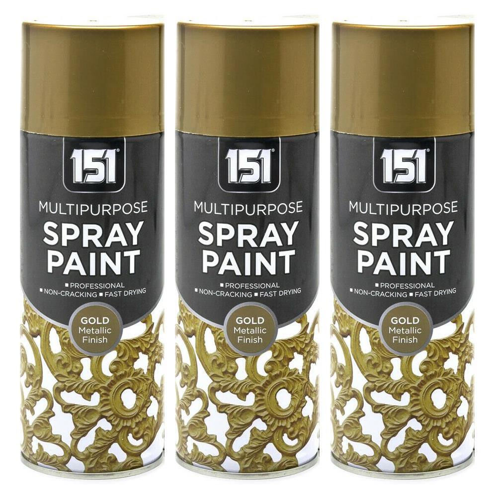 3X 151 Gold Metallic Spray Paint 400ml Spray Paint