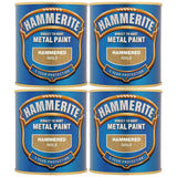 4X Hammerite Hammered Gold Paint 250ml Tin Paint