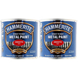 2X Hammerite Smooth Red Paint 250ml Tin Paint