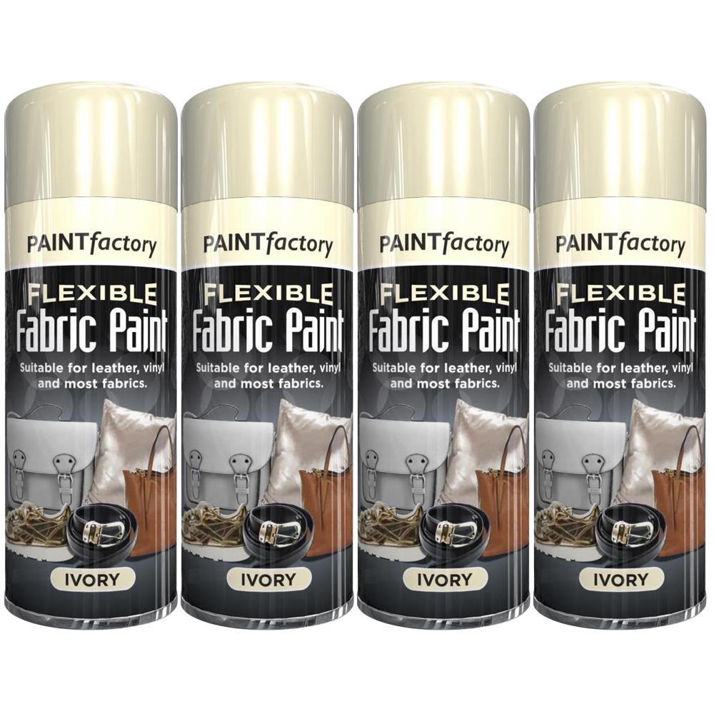 4X Ivory Flexible Fabric & Vinyl Spray Paint 200ml Spray Paint