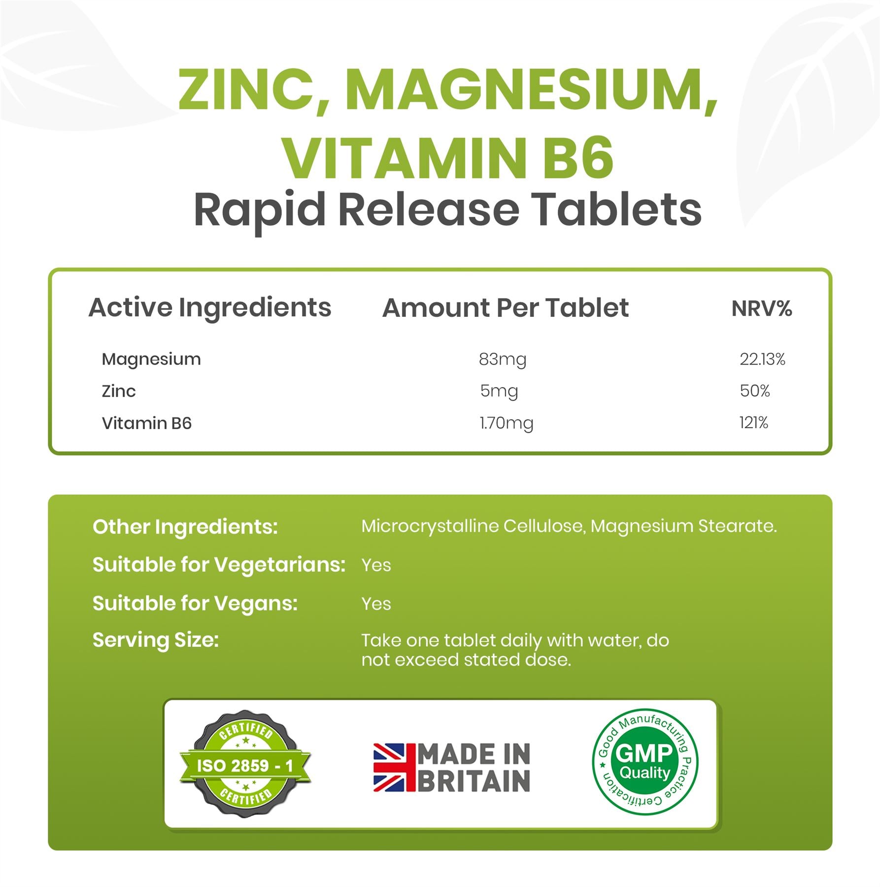 ZMA - Zinc Magnesium Vitamin B6 - 90 Tablets ZMA