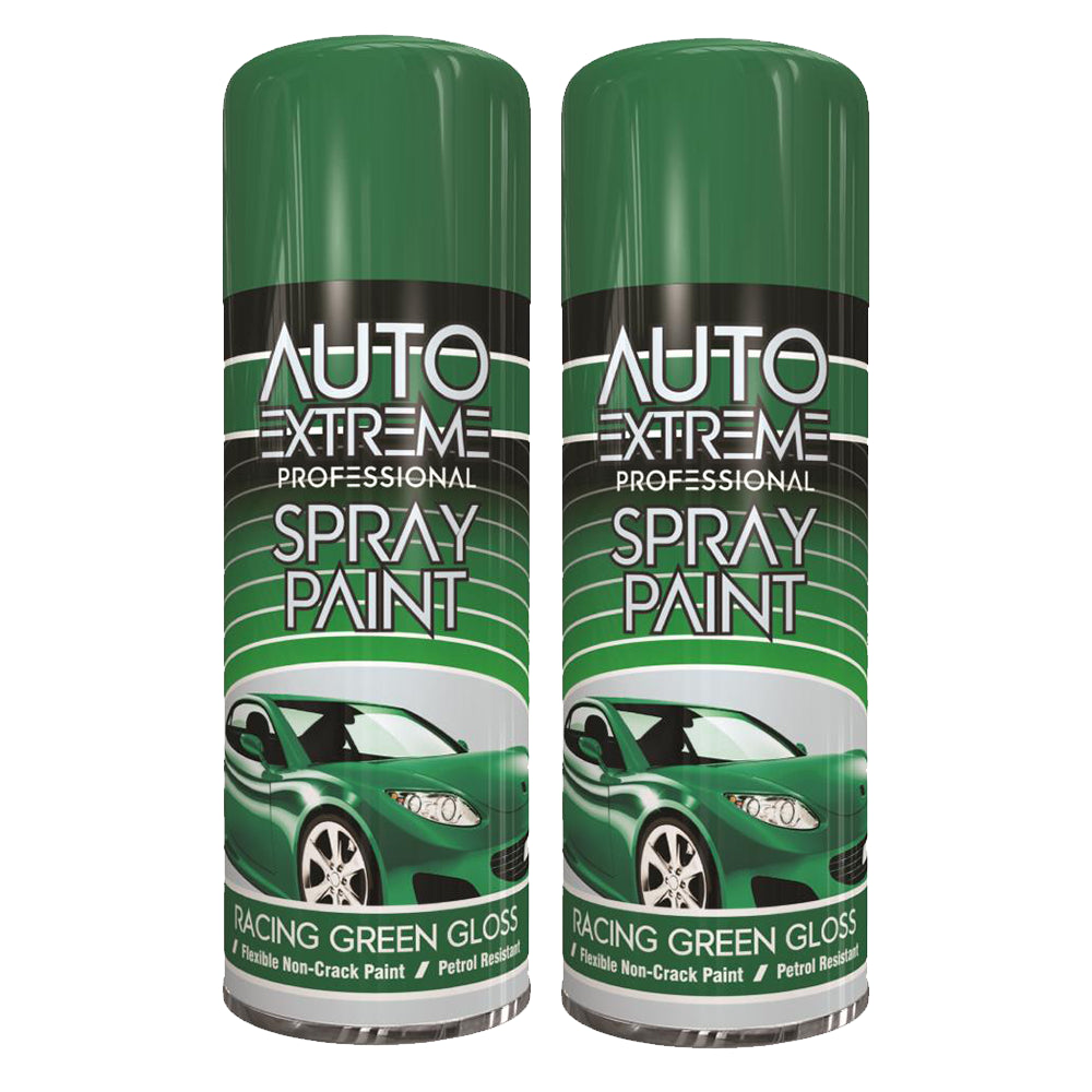 2X Auto Extreme Racing Green Spray Paint 400ml Spray Paint