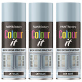 3X Paint Factory Sky Blue Gloss Spray Paint 400ml