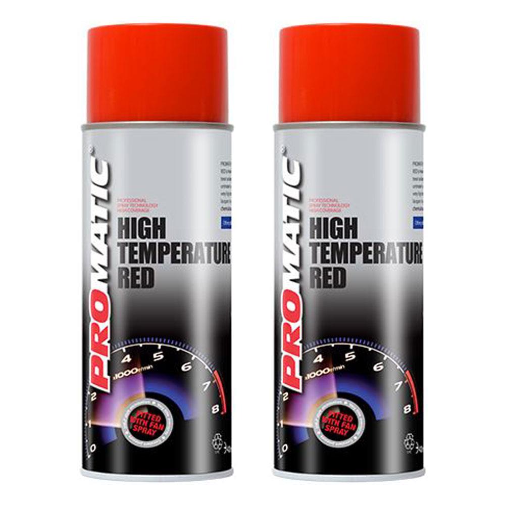 2X Promatic Red High Temperature Spray Paint 400ml Spray Paint