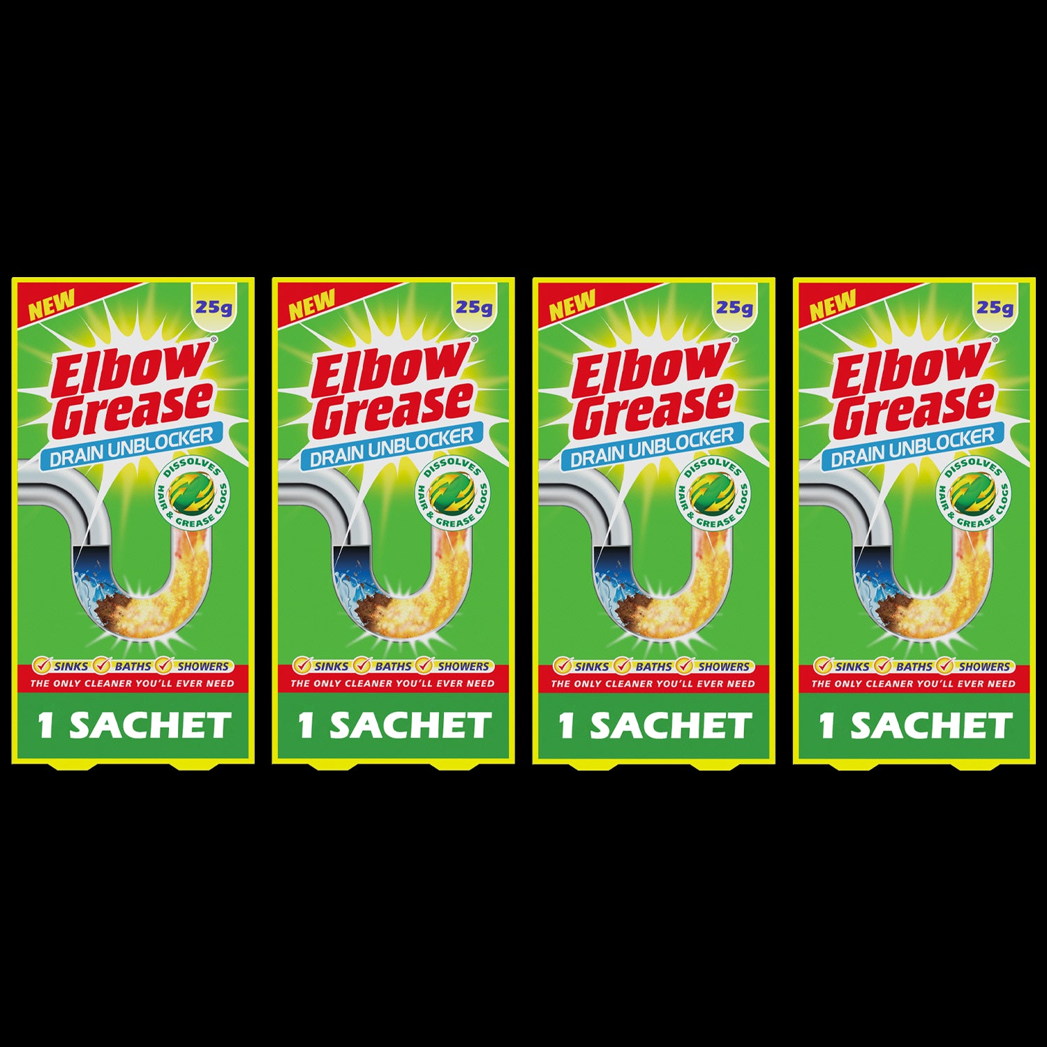 4X Drain Away Elbow Grease Sachets 25G Drain Cleaner