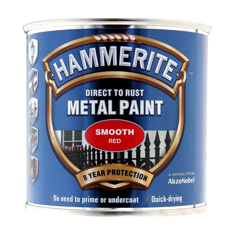Hammerite Smooth Red Paint 250ml Tin Paint