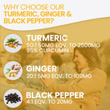 Turmeric with Black Pepper & Ginger 200 Tablets - 2620mg