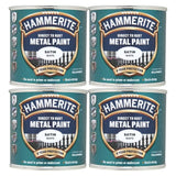 4X Hammerite Satin White Paint 250ml Tin Paint