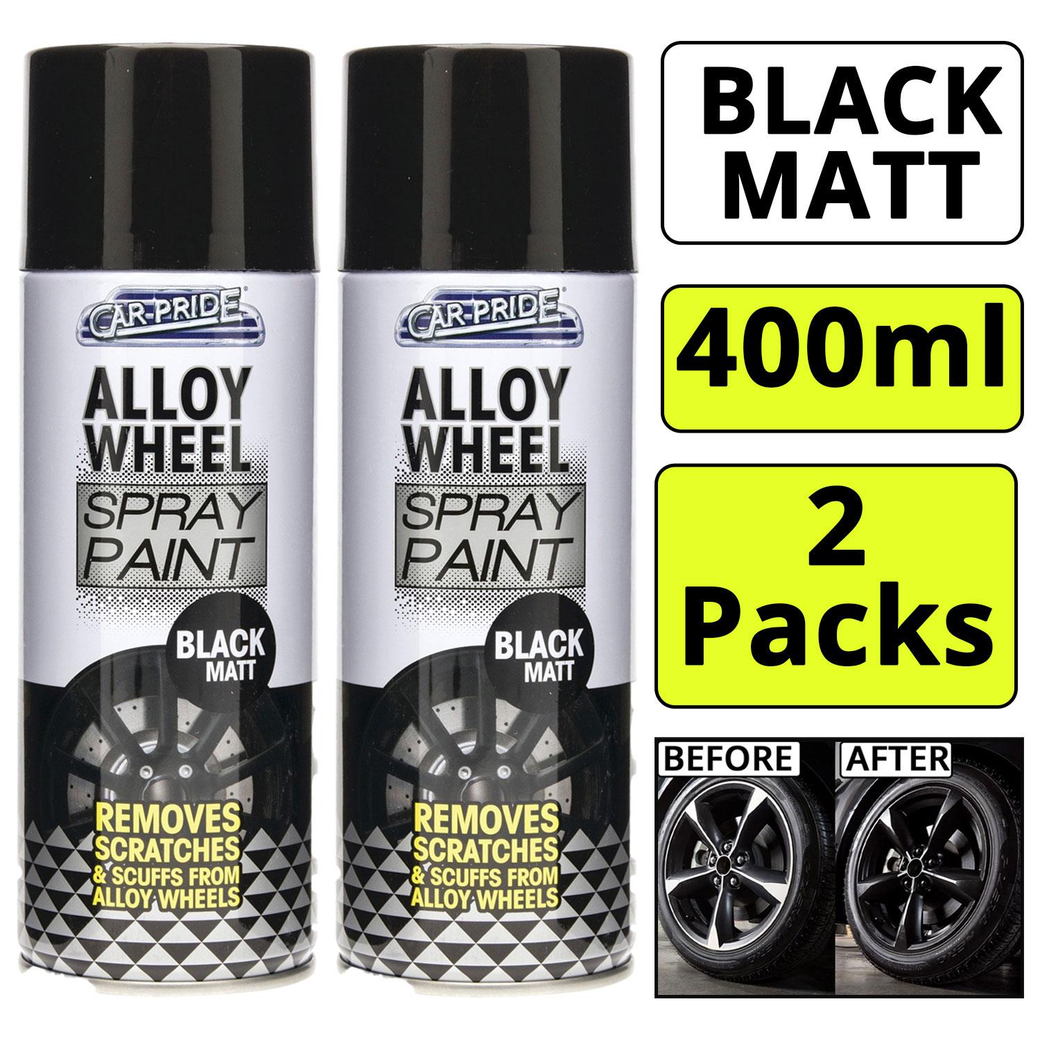 2X Alloy Wheel Black Matt Spray 400ml Spray Paint