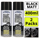 2X Alloy Wheel Black Matt Spray 400ml Spray Paint