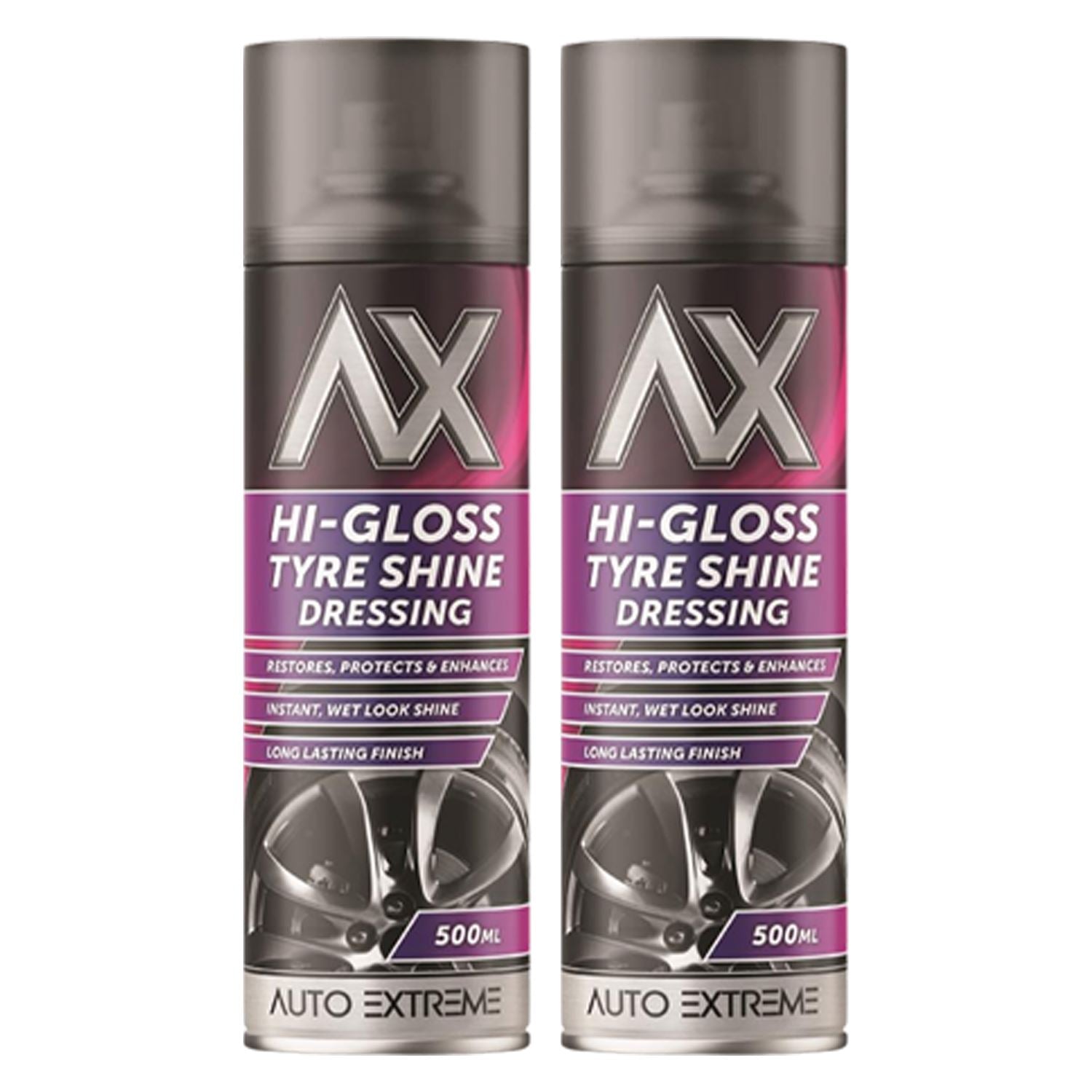 2X - Hi-Gloss Tyre Shine Spray 500ml Spray Paint