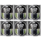 6X Black Gloss Non-Drip Paint 300ml Tin Paint