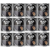 12X Matt Black Non-Drip Paint 300ml Tin Paint