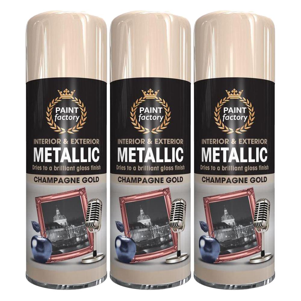 3X Paint Factory Champagne Gold Metallic Spray Paint 400ml Spray Paint
