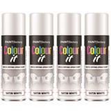 4X Paint Factory White Satin Spray Paint 250ml