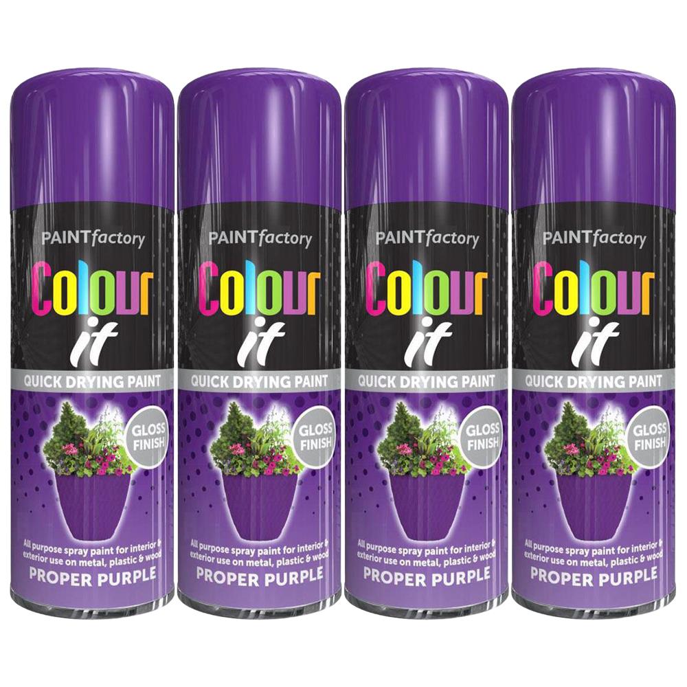 4X Paint Factory Proper Purple Gloss Spray Paint 400ml Spray Paint