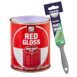 Red Gloss Non-Drip Paint 300ml With 1" Paint Brush Tin Paint