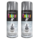 2X Paint Factory Chrome Effect Gloss Spray Paint 400ml Spray Paint