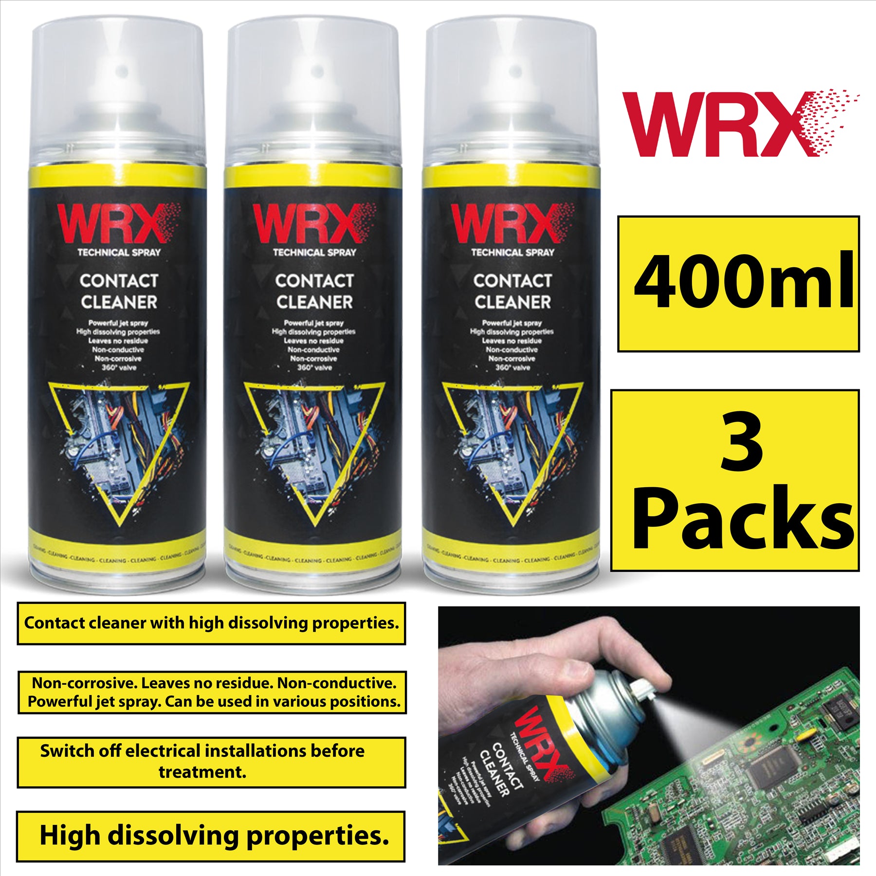 3X WRX Contact Cleaner Spray 400ml Technical Spray