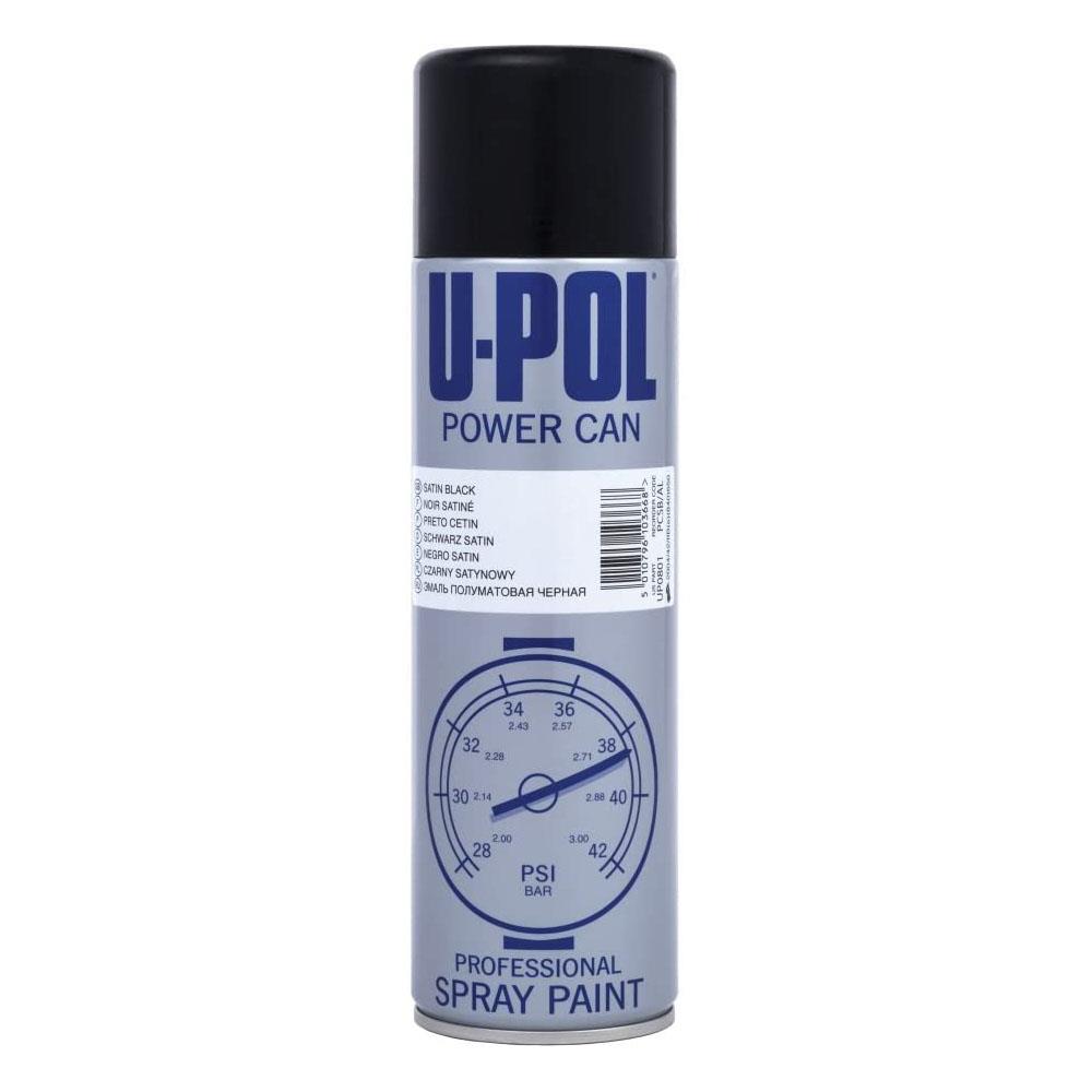Upol Power Can Topcoat Satin Black Aerosol Spray 500ml Spray Paint
