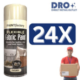24X - Paint Factory Ivory Flexible Fabric & Vinyl Spray Paint 200ml