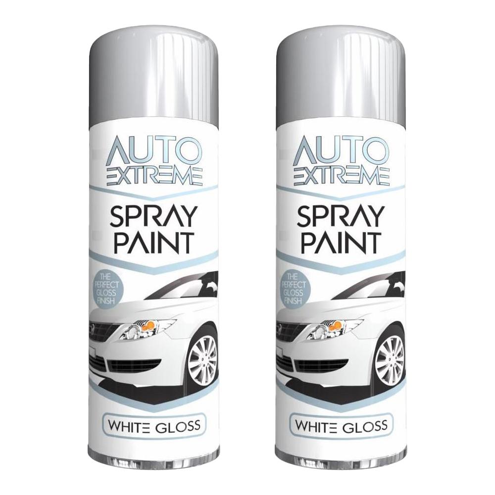 2X Auto Extreme White Gloss Spray Paint 250ml Spray Paint