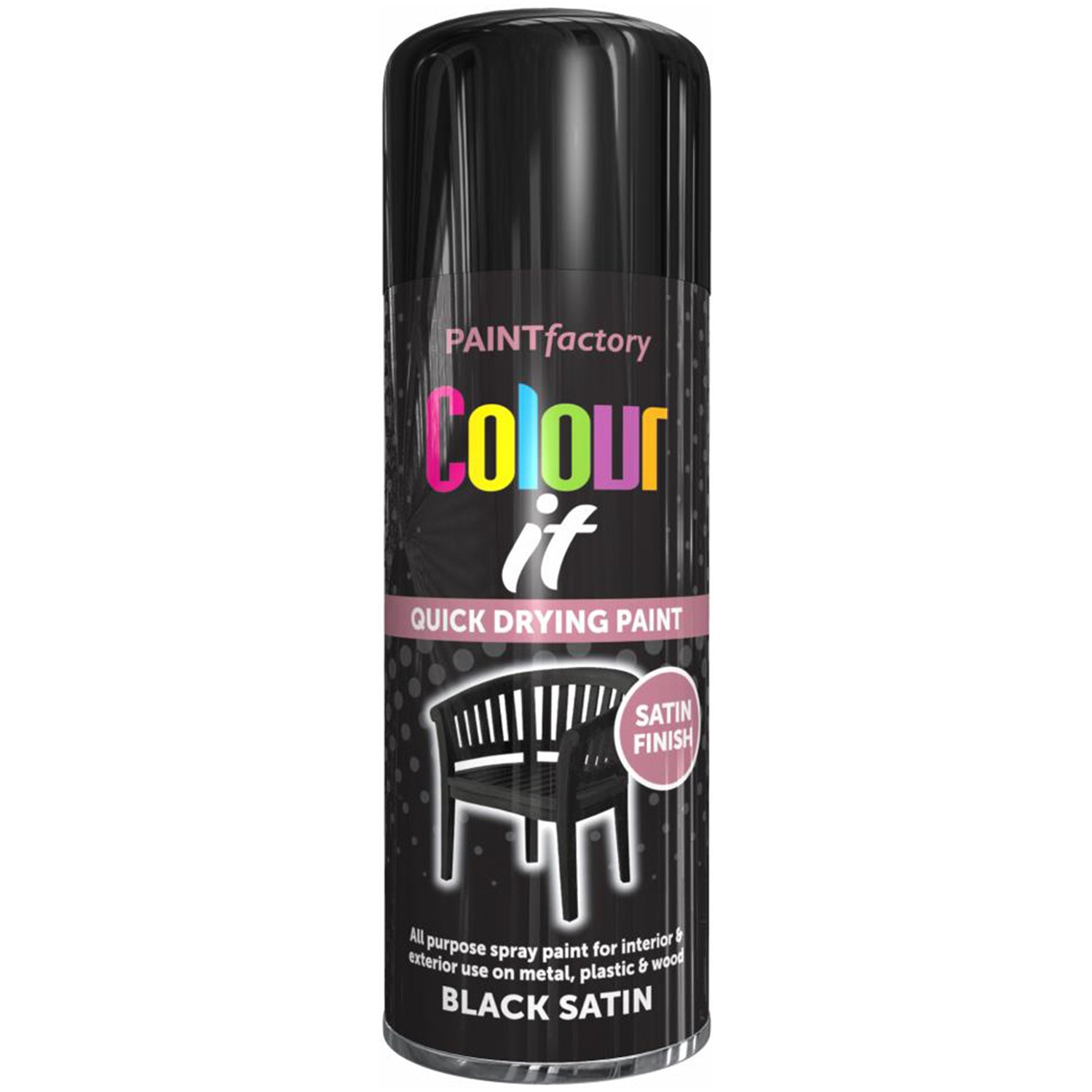 Paint Factory Black Satin Spray Paint 400ml Spray Paint