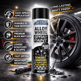 2X Alloy Wheel Black Matt Spray Paint 400ml