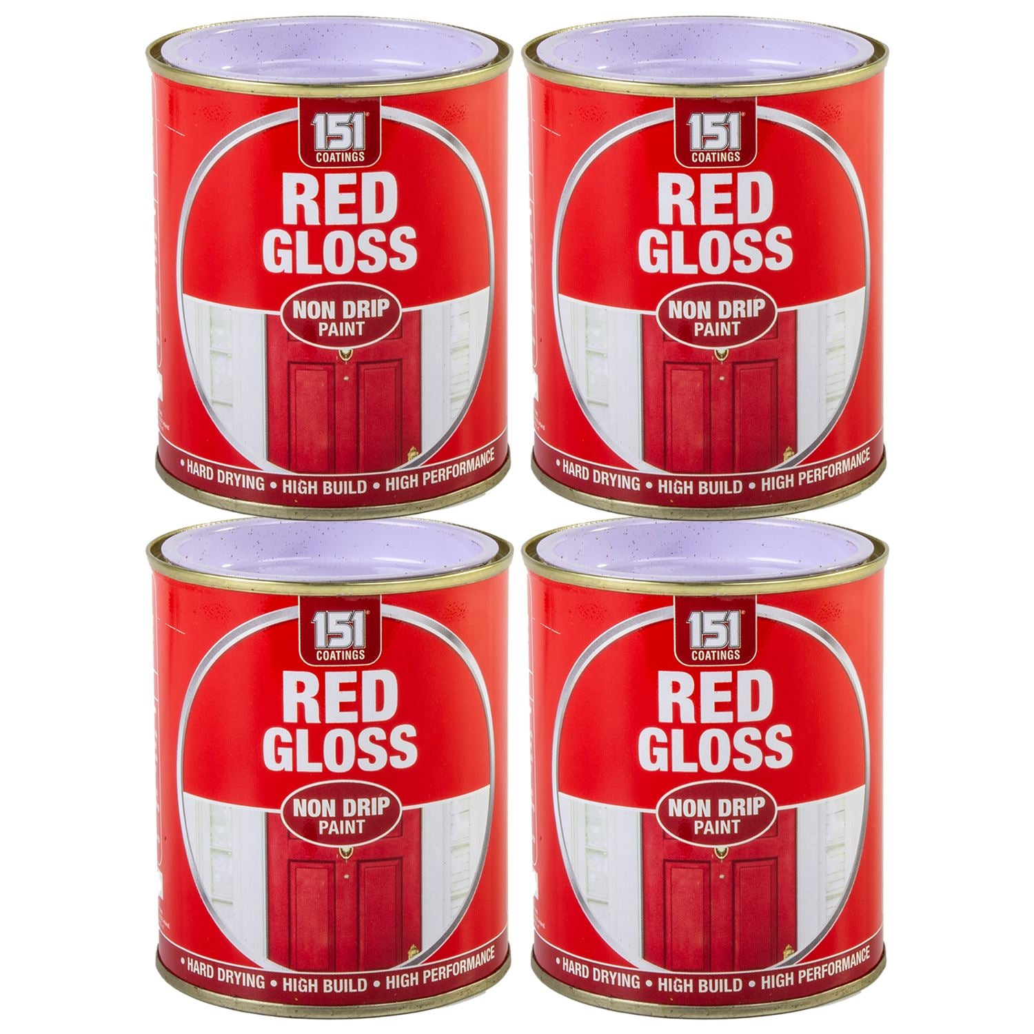 4X Red Gloss Non-Drip Paint 300ml Tin Paint