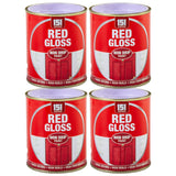 4X Red Gloss Non-Drip Paint 300ml Tin Paint