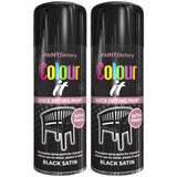 2X Paint Factory Black Satin Spray Paint 400ml Spray Paint