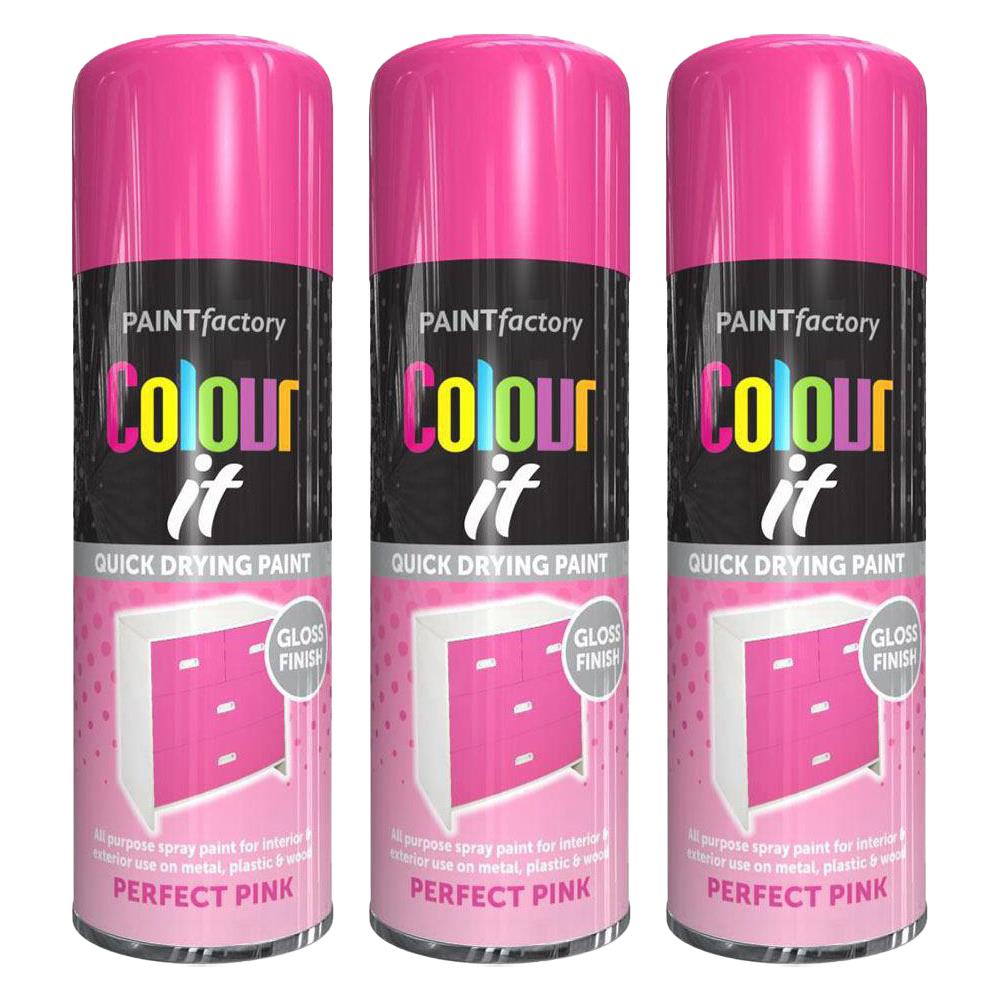 3X Paint Factory Perfect Pink Gloss Spray Paint 400ml Spray Paint