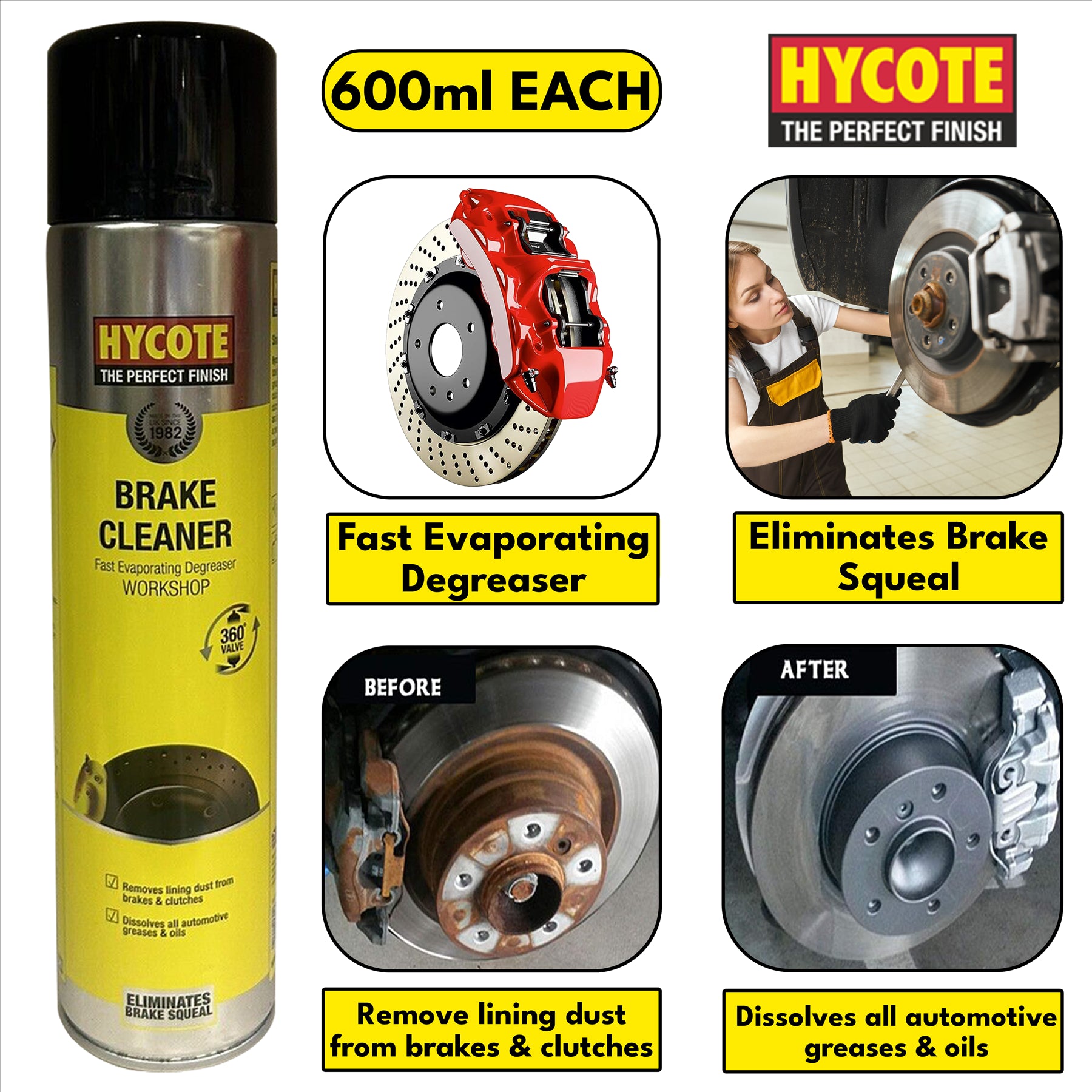 Hycote Brake Cleaner Spray 600ml Technical Spray