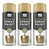 3X 151 Champagne Gold Metallic Gloss Spray Paint 400ml Spray Paint