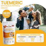 Turmeric with Black Pepper & Ginger 180 Tablets - 2620mg Turmeric