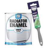 Radiator Enamel White Gloss Paint 300ml With 1" Paint Brush Tin Paint