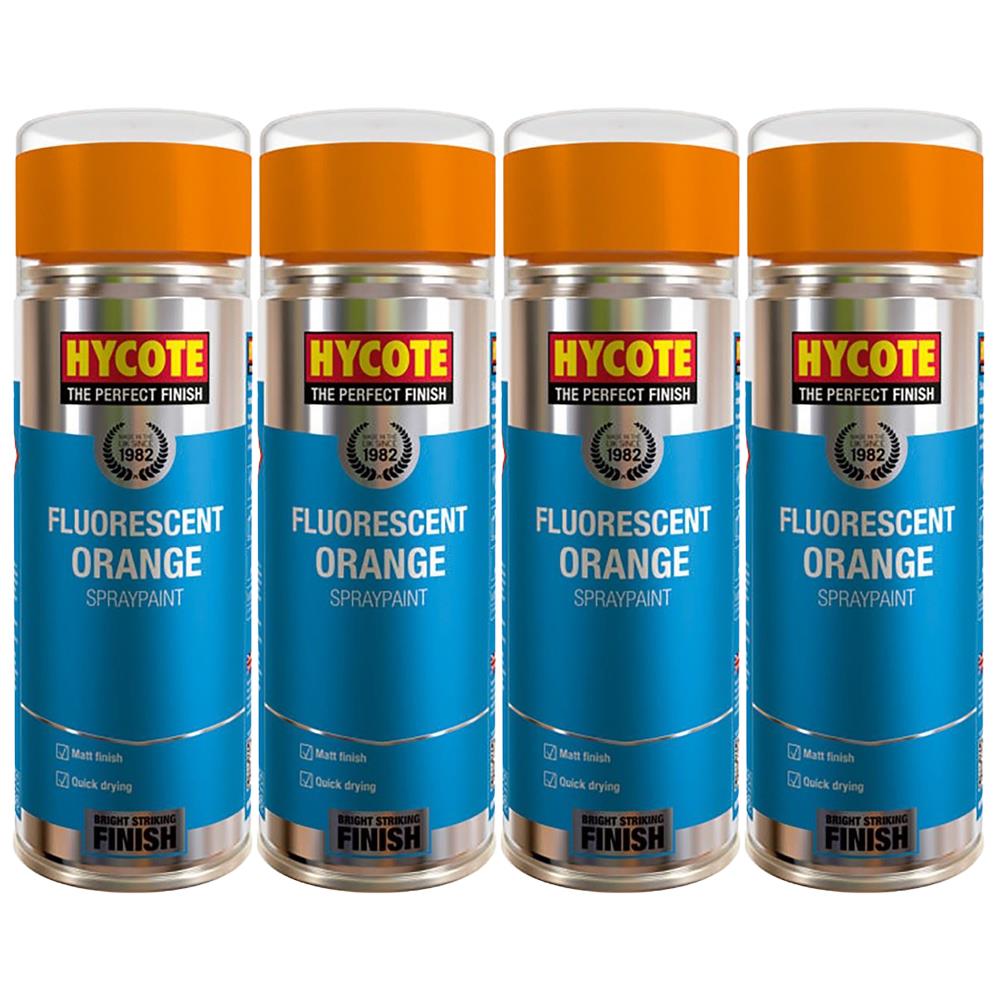 4X Hycote Fluorescent Orange Spray Paint 400ml Spray Paint