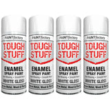 4X Paint Factory Tough Stuff Enamel White Gloss 400ml Spray Paint